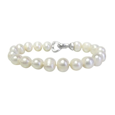 White Freshwater Pearl Knotted Bracelet w/925 Clasp - Click Image to Close